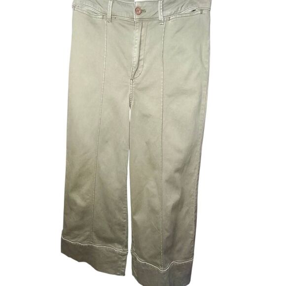 Anthropologie CHINO Wide-Leg Cropped Pants – Size 8 – Sage Green - Picture 2 of 8